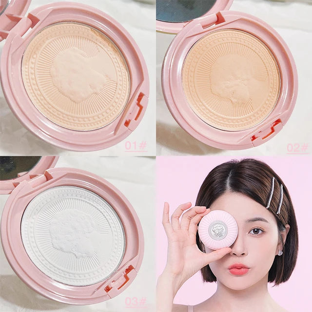 HOJO Embossed Feather Soft Honey Powder Cake Light Delicate Concealer Oil Control Makeup Invisible Pores Lasting Face Makeup - Tuzzut.com Qatar Online Shopping