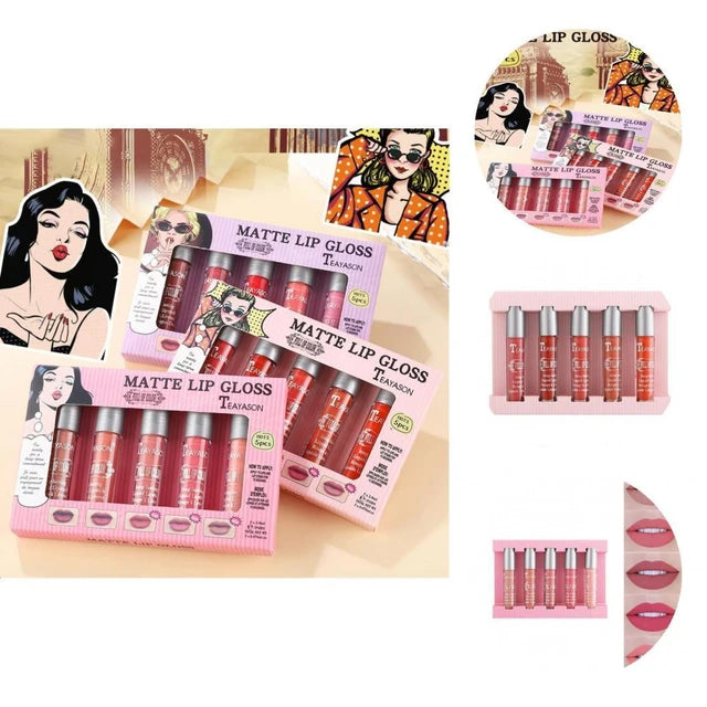 5Pcs/Set Safe Hydrating Non-Stick Lip Glaze Long Lasting Tint Colors Makeup Cosmetic for Beauty Lip Gloss Lip Color - Tuzzut.com Qatar Online Shopping