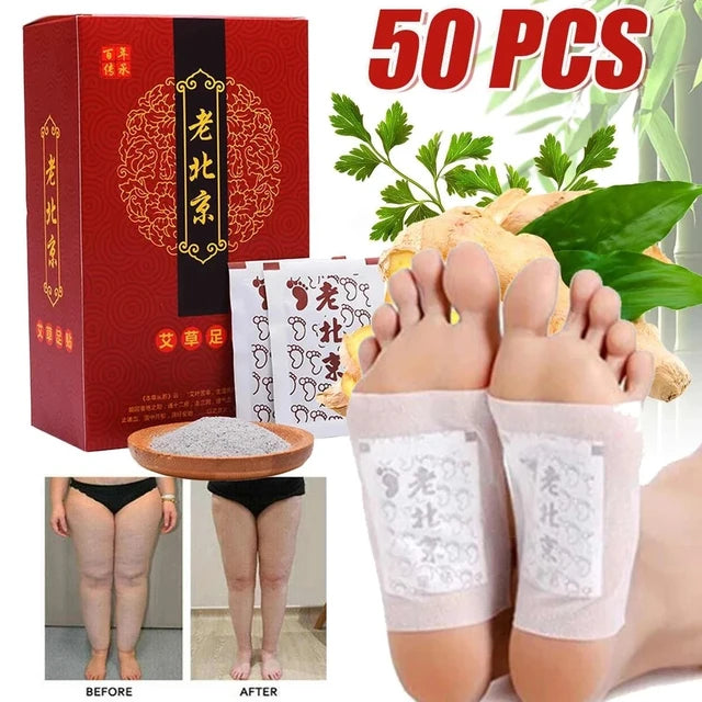 50 PCS Ginger Wormwood Foot Patch Detox Foot Patches Pads Improve Sleep Quality Weight Loss Slimming Patch Health Care - Tuzzut.com Qatar Online Shopping