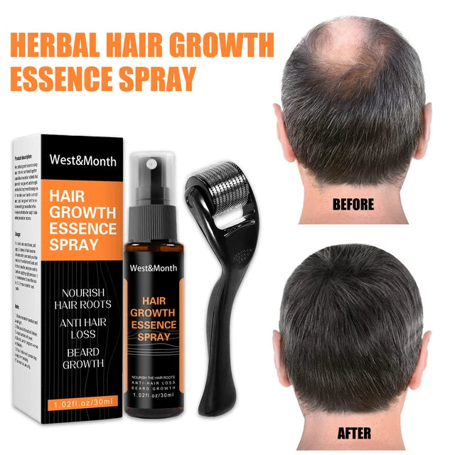 Hair Growth Essence Spray + Derma Roller - Tuzzut.com Qatar Online Shopping