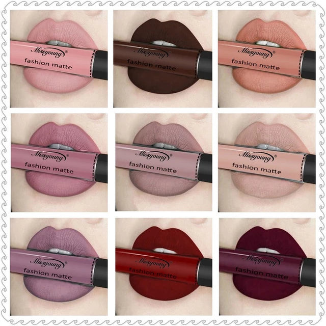Missyoung Matte Lipstick Waterproof Makeup Pencil Velvet Pigments Beauty Lips - TUZZUT Qatar Online Store