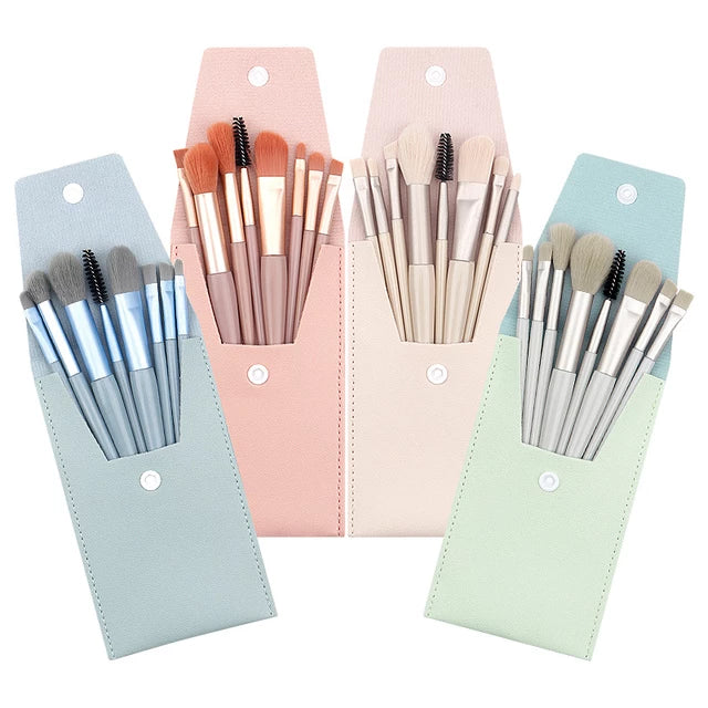 8pcs Professional Makeup Brushes Set Cosmetics Powder Eyeshadow Foundation Blush Blending Concealer Beauty Tools With Holster - TUZZUT Qatar Online Store