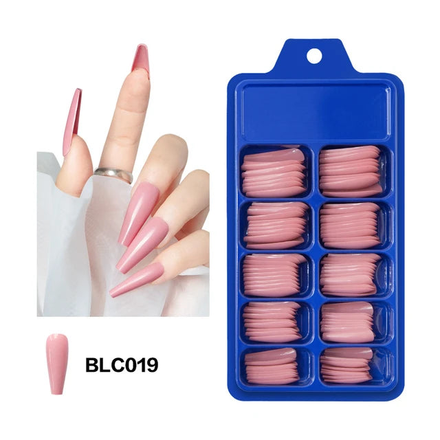 Blue Box 100Pcs Candy Solid Color Ballet Nail Trapezoidal False Nail Blue Box 100Pcs Candy Solid Color Ballet Nail Trapezoidal False Nail
