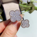 Double Flower Ring Female 925 Stamp Opening Flower White Zircon Ring Wedding Valentine's Day Gift -S4642350 - Tuzzut.com Qatar Online Shopping