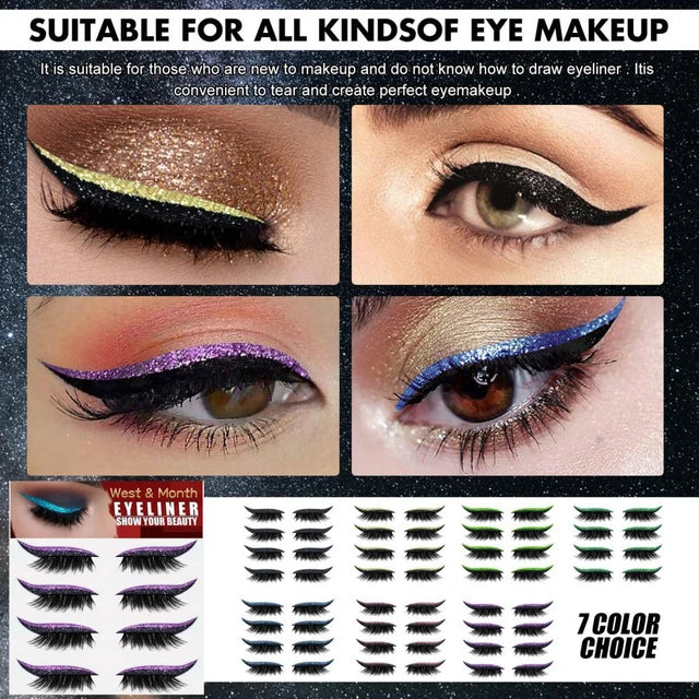 Stylish False Eyelashes 4Pairs Glue-free PVC Makeup Extensions Eyelash Eyeliner Sticker - Tuzzut.com Qatar Online Shopping