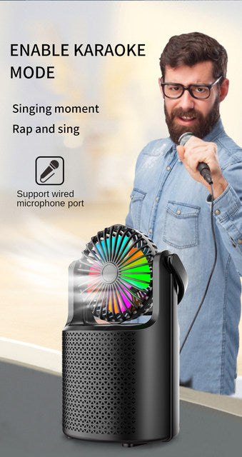 Mini Bluetooth Speaker with Fan LED Light ZQS1440 - Tuzzut.com Qatar Online Shopping