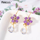 Pinkdudu Retro Fashion Blue Flower Drop Earrings -S4626477 - Tuzzut.com Qatar Online Shopping
