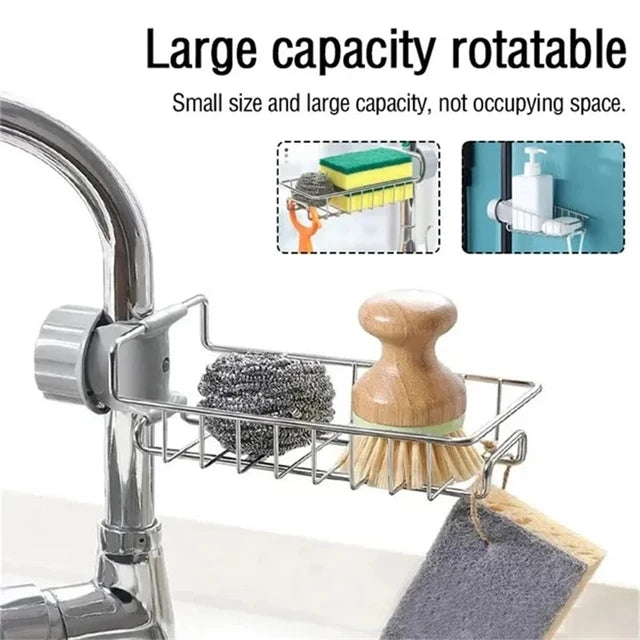 Kitchen Stainless Steel Sink Drain Rack Adjustable Sink Rag Sponge Drain Rack Bathroom Soap Holder Organizer Kitchen Accessories