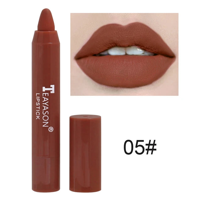 TEAYASON Matte Lipstick Waterproof Long Lasting Color Rendering Non-stick Velvet Lips Liner Pencil Woman Makeup Cosmetics - Tuzzut.com Qatar Online Shopping