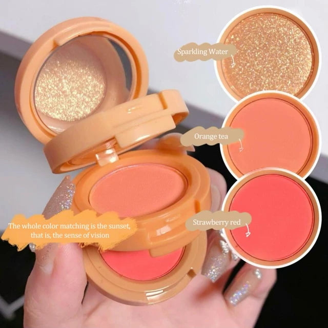 3-in-1 Makeup Palette Blush Highlighter Contouring All-in-one Palette Brightening Tone Retouching Lasting Face Makeup Waterproof