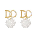 Luxury Zircon Pearl Drop Earrings For Women Girl  Personality Shiny D Letter Earring Fashion Jewelry - Tuzzut.com Qatar Online Shopping