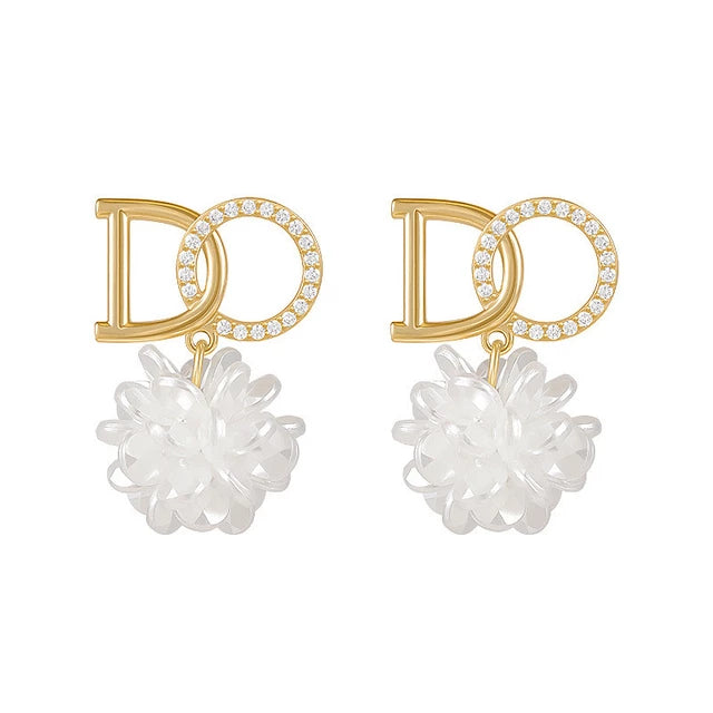 Luxury Zircon Pearl Drop Earrings For Women Girl  Personality Shiny D Letter Earring Fashion Jewelry - Tuzzut.com Qatar Online Shopping
