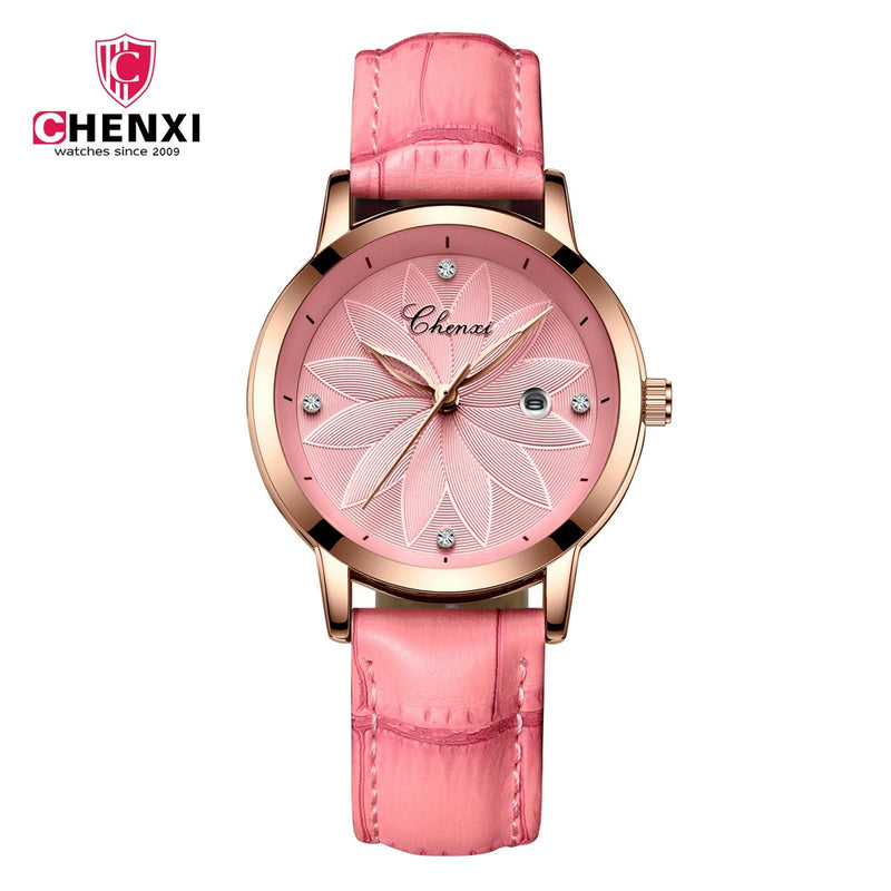 Chenxi Fashion Designer Ladies Luxury Leather Strap Watches CX-303L (Pink Gold) - Tuzzut.com Qatar Online Shopping