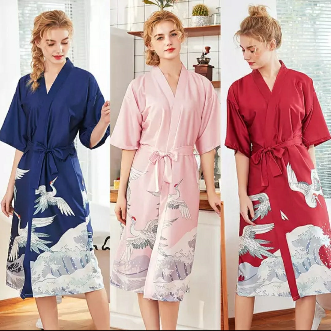 Women's Fashion Kimono Robe Summer Nightgown Rayon Bathgown Sleepwear Women's Fashion Kimono Robe Summer Nightgown Rayon Bathgown Sleepwear