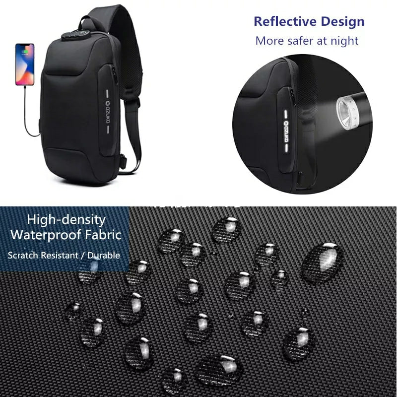 OZUKO Multifunction Anti-theft Shoulder Crossbody Waterproof Messenger Bag - TUZZUT Qatar Online Store