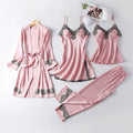 4 Pcs Satin Sleepwear Lady Nightgown Suit - Tuzzut.com Qatar Online Shopping