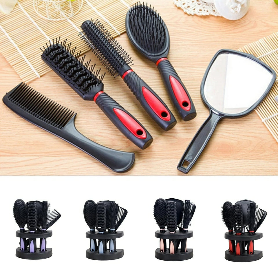 5 Pcs Salon Hair Comb Brush Mirror Set 5 Pcs Salon Hair Comb Brush Mirror Set