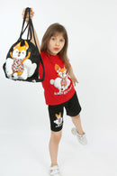 Girls Top Short Burberry 3pcs Set - Red TK1130 - Tuzzut.com Qatar Online Shopping