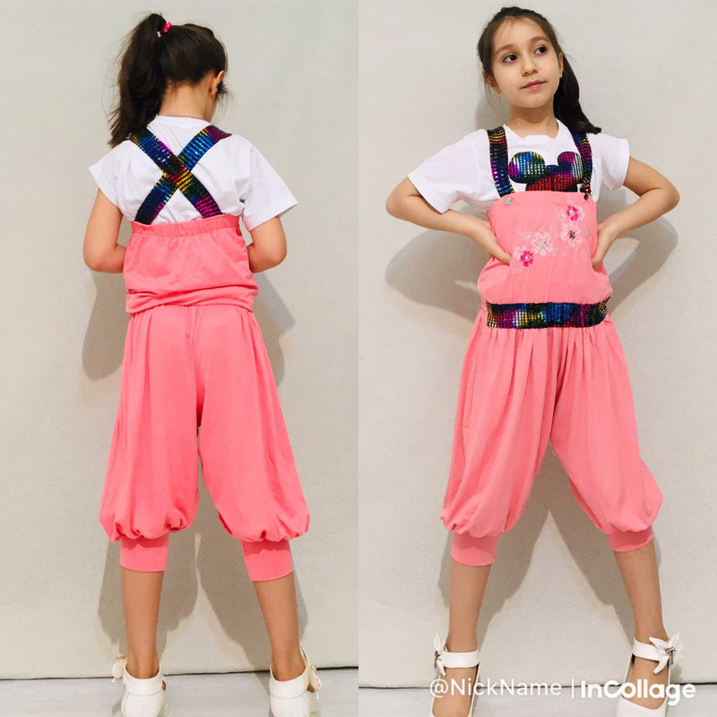Girl's Fashion Micky Jumpsuit - Pink TK7700 - Tuzzut.com Qatar Online Shopping