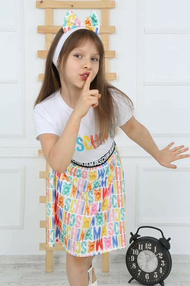 Girl's Top and Skirt Maschina - White TK1500 - Tuzzut.com Qatar Online Shopping