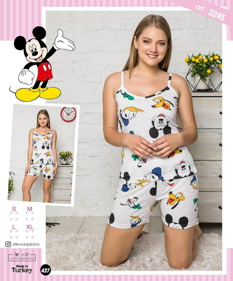 Women's Night Suit Micky Mouse Top Short - 3245 - Tuzzut.com Qatar Online Shopping