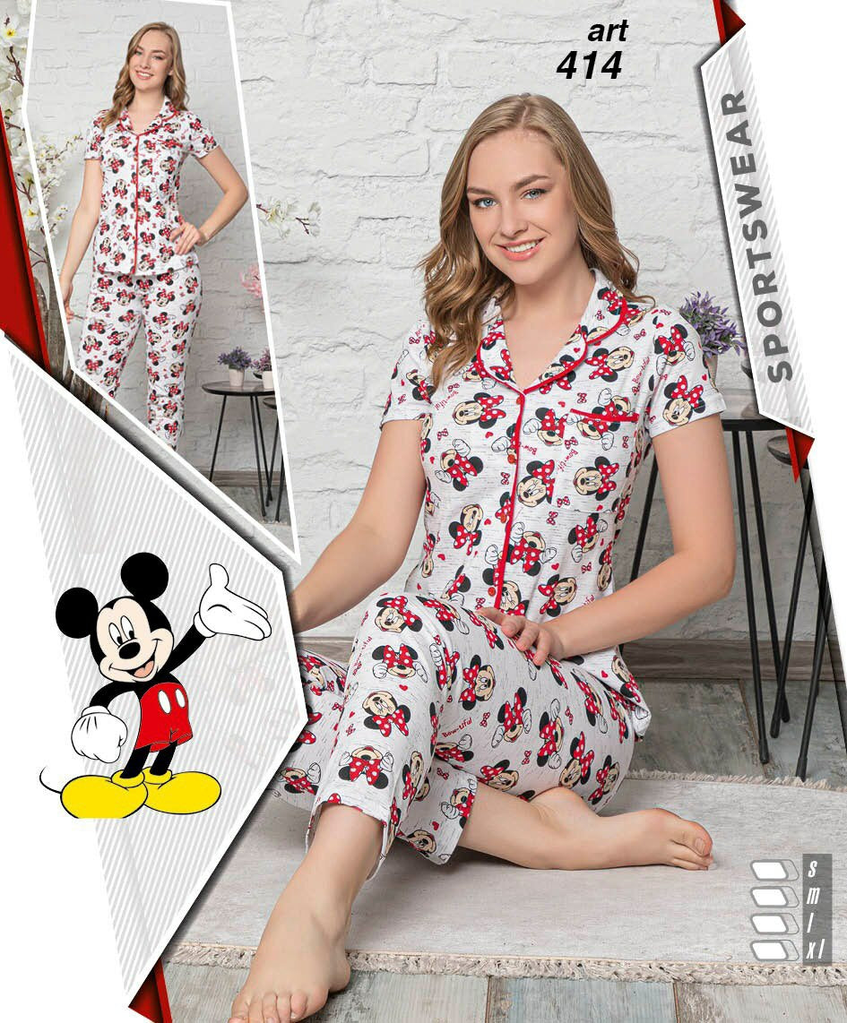 Women's Micky Mouse Night Suit/ Pyjama set Red - 414 TRW4000 Women's Micky Mouse Night Suit/ Pyjama set Red - 414 TRW4000