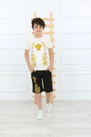 Casual T-Shirt Shorts Versace for Boys Set - White TK6610 - Tuzzut.com Qatar Online Shopping