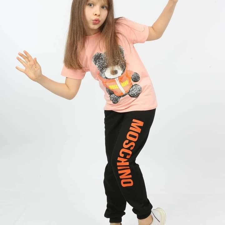 Moschino Girls Top Short Pant- 2pcs Set  Pink TK4400 - TUZZUT Qatar Online Store