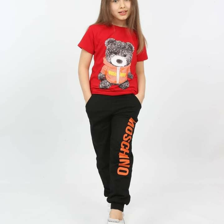 Moschino Girls Top Short Pant- 2pcs Set Red TK4410 - TUZZUT Qatar Online Store