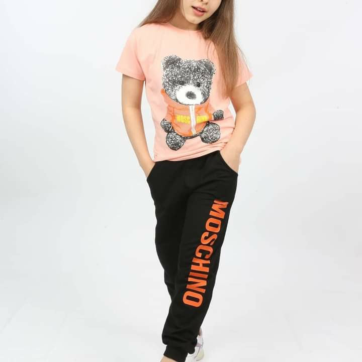 Moschino Girls Top Short Pant- 2pcs Set Pink TK4400 Moschino Girls Top Short Pant- 2pcs Set Pink TK4400