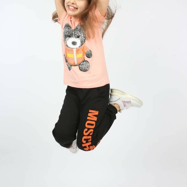 Moschino Girls Top Short Pant- 2pcs Set  Pink TK4400 - TUZZUT Qatar Online Store