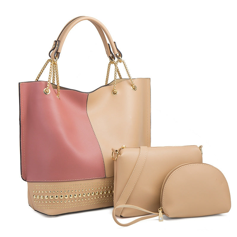 Rivet Multi Colour Large Capacity Women's Handbags 3 Pcs Set - EG242 - TUZZUT Qatar Online Store