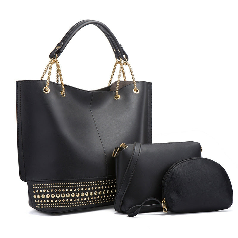 Rivet Multi Colour Large Capacity Women's Handbags 3 Pcs Set - EG242 - TUZZUT Qatar Online Store