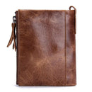 Contact's Vintage Crazy Horse Cowhide Genuine Leather Wallet Double Zipper Coin Purse - N0029 - Tuzzut.com Qatar Online Shopping