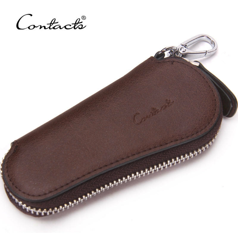 Contact's Genuine Leather Car Key Holder Zipper Case Wallet Keychain Bag-1004E Contact's Genuine Leather Car Key Holder Zipper Case Wallet Keychain Bag-1004E