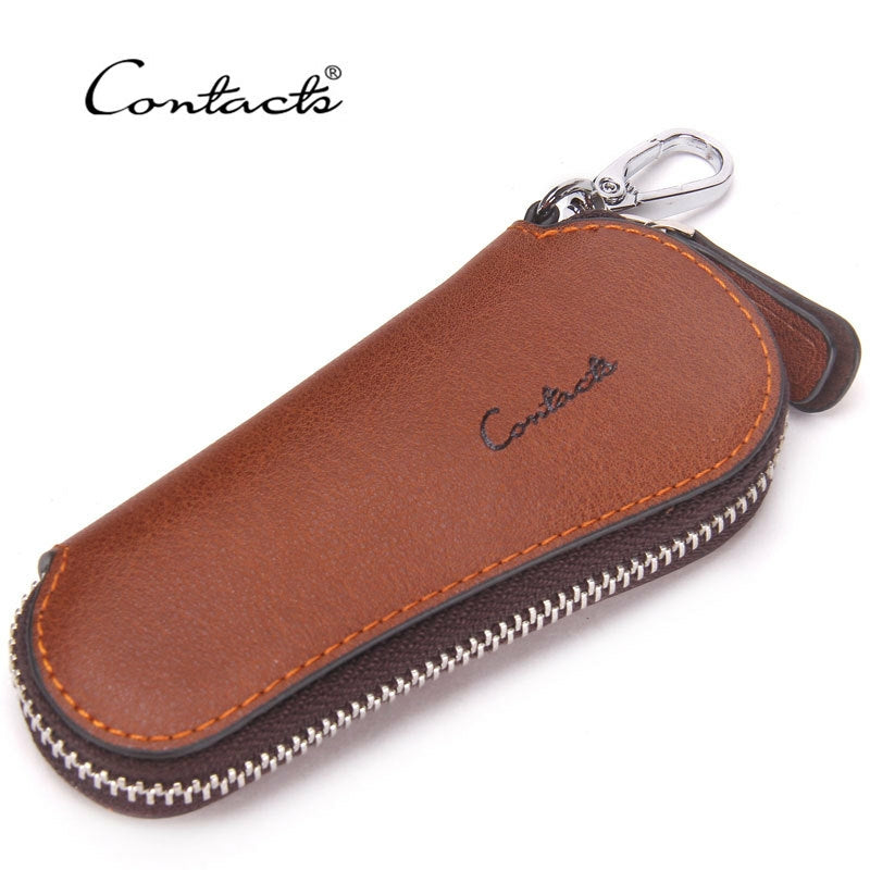 Contact's Genuine Leather Car Key Holder Zipper Case Wallet Keychain Bag-1004E Contact's Genuine Leather Car Key Holder Zipper Case Wallet Keychain Bag-1004E