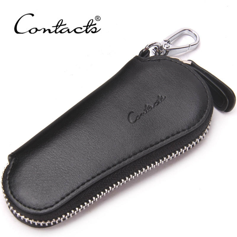 Contact's Genuine Leather Car Key Holder Zipper Case Wallet Keychain Bag-1004E Contact's Genuine Leather Car Key Holder Zipper Case Wallet Keychain Bag-1004E