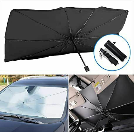 Foldable Windshield UV Block Sun Shade Car Front Window Heat Insulation Covering Umbrella - Black - Tuzzut.com Qatar Online Shopping