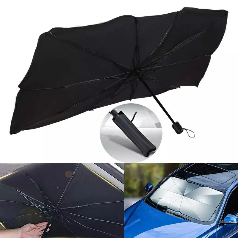 Foldable Windshield UV Block Sun Shade Car Front Window Heat Insulation Covering Umbrella - Black - Tuzzut.com Qatar Online Shopping