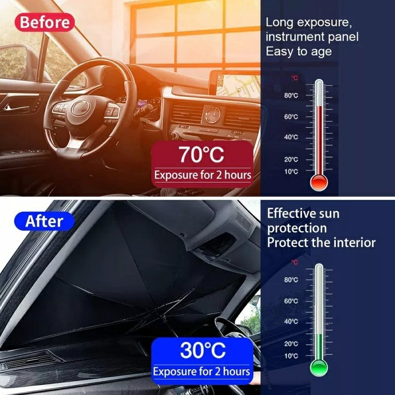 Foldable Windshield UV Block Sun Shade Car Front Window Heat Insulation Covering Umbrella - Black Foldable Windshield UV Block Sun Shade Car Front Window Heat Insulation Covering Umbrella - Black