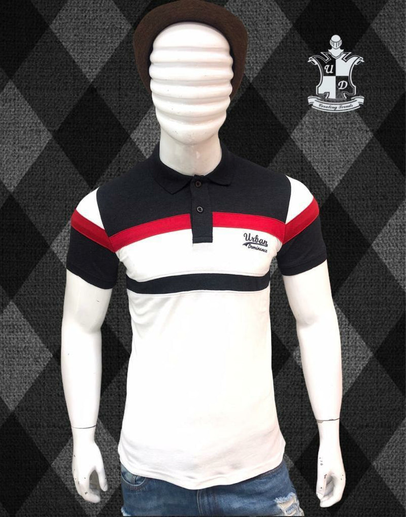 Urban Dominance Collar Pattern T-shirt AMG003 - Black - TUZZUT Qatar Online Store