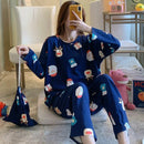 Long Sleeve Pajamas Set - Sleepwear Top with Long Pant Cloth Bag - Tuzzut.com Qatar Online Shopping