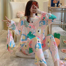 Long Sleeve Pajamas Set - Sleepwear Top with Long Pant Cloth Bag - Tuzzut.com Qatar Online Shopping