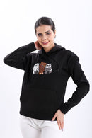 Turkish Lovely Bears Hoodie Women Fashion Sweatshirt - Black - Tuzzut.com Qatar Online Shopping