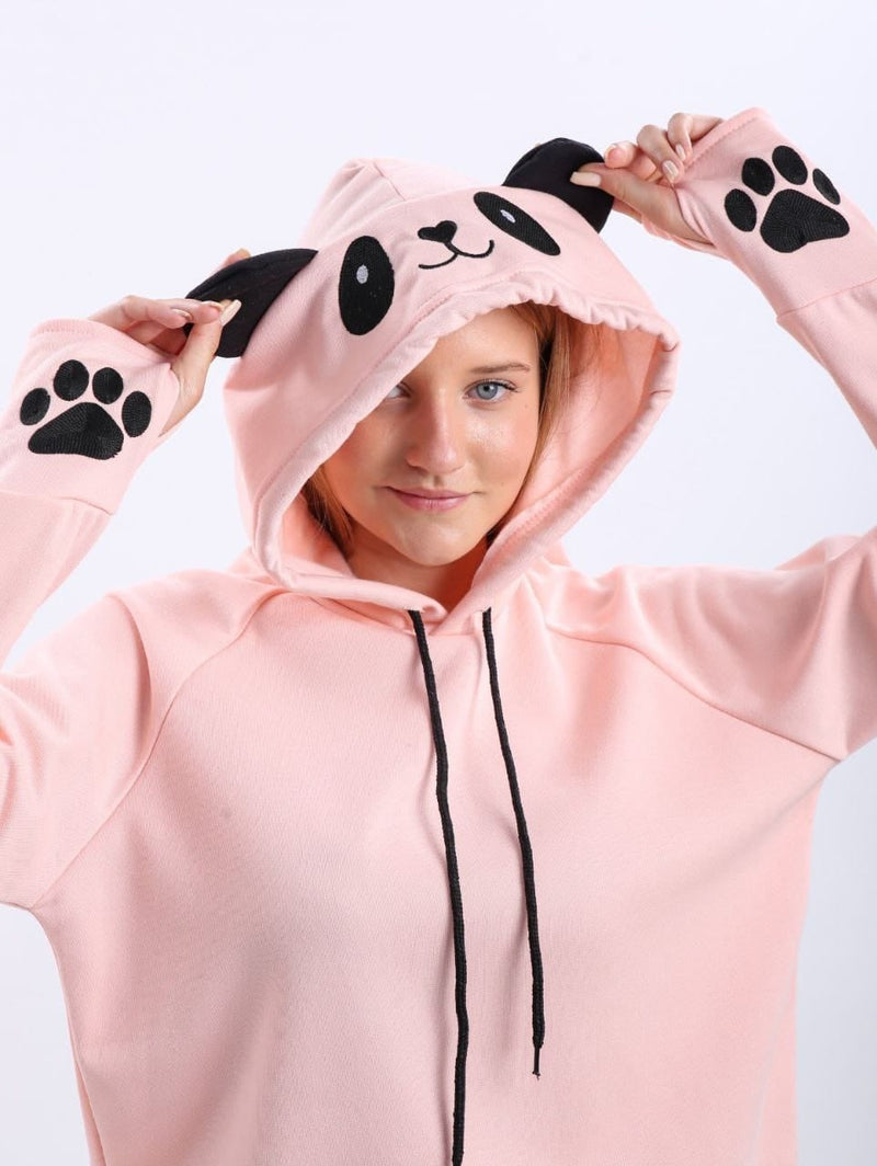 Turkish Cute Panda Hoodie Women Fashion Sweatshirt-Pink - Tuzzut.com Qatar Online Shopping