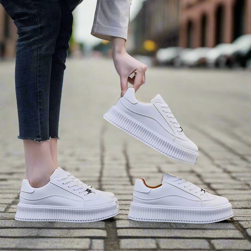 Women's White High Soled Sneaker Fashion Casual Shoes BF001
