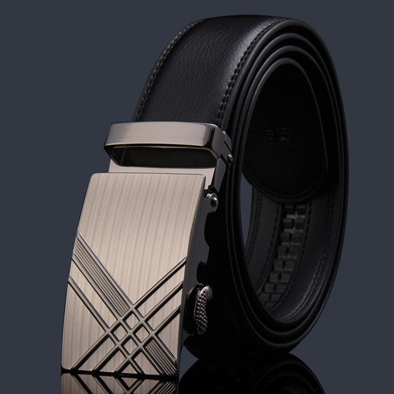 Men's Fashion Soft Genuine Leather Buckle Belt Automatic 225 - Tuzzut.com Qatar Online Shopping