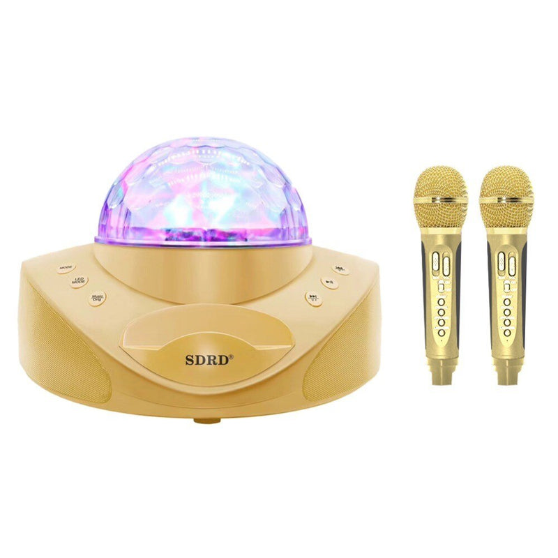 SDRD 308 With 2 Wireless Microphone Mobile Karaoke Sub-woofer Speaker Set Playing With Home Party Disco Light - Tuzzut.com Qatar Online Shopping