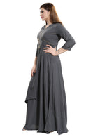 Women Grey Zardosi Maxi Dress - Tuzzut.com Qatar Online Shopping