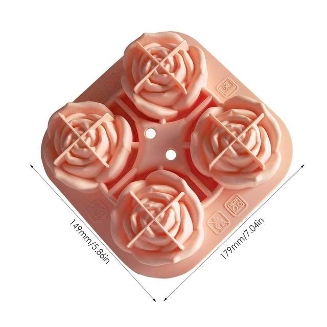 Rose Shape Cocktail Ice Cream Molds with Lids 4 Cavity Reusable Silicone Molds - Tuzzut.com Qatar Online Shopping